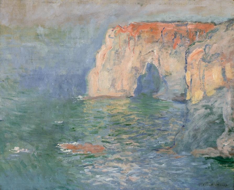 Claude Monet Etretat La Manneporte Reflets Sur L